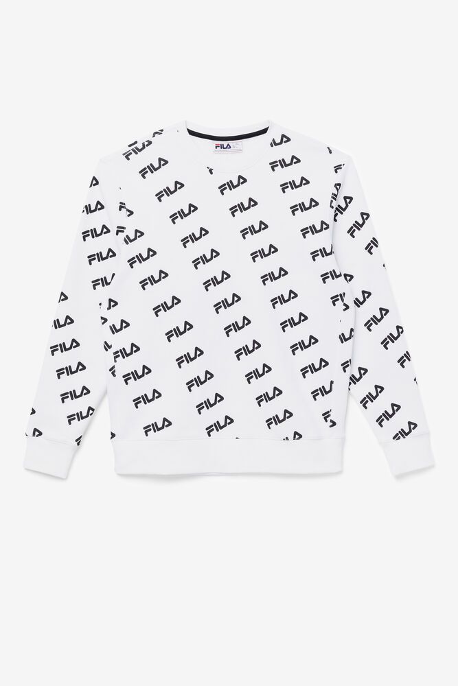 Fila Sweatshirt Mens White - Diagonal Logo Crew - Philippines 6738109-YA